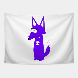 Purple cartoon wolf Tapestry