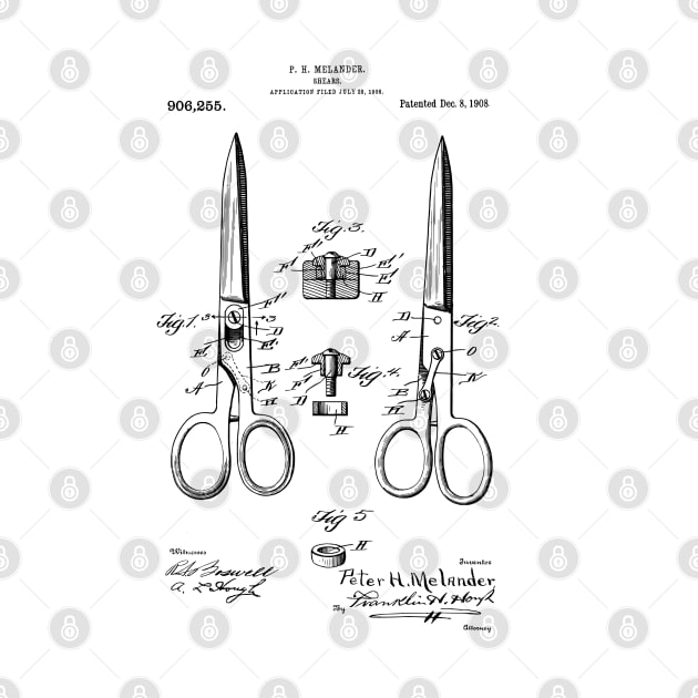 Vintage Dressmaking Scissors Patent Print 1908 by MadebyDesign