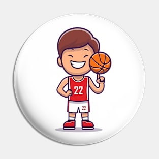 Boy Playing Basketball Pin