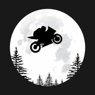 Flying Moto GP Motorbike Over the Moon T-Shirt