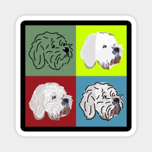 Cavachon Bichon Frise White Dog Four Faces Magnet