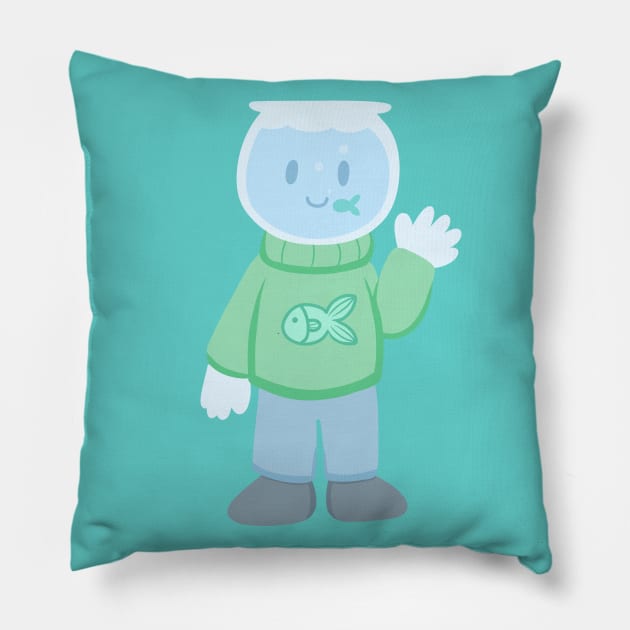 Fish bowl friend Pillow by KammyBale