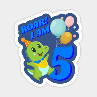 5th Birthday Child Kid Dino Dinosaur ROAR Magnet