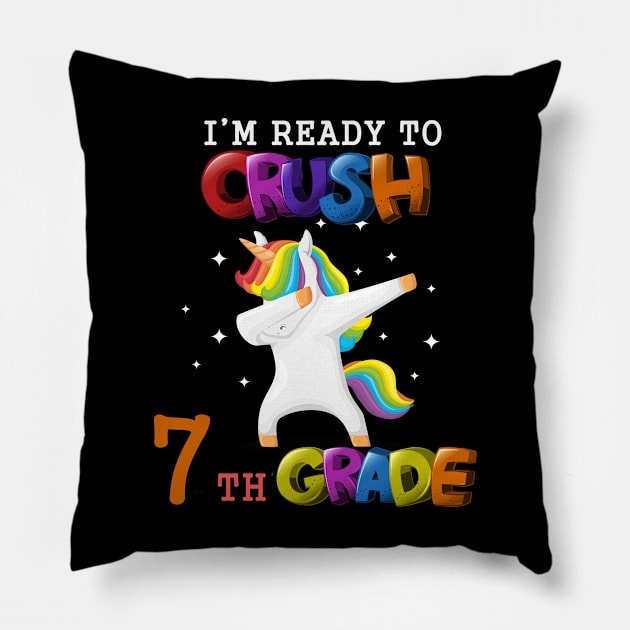 i'm ready to crush 7th Grade Dabbing Unicorn Back To School T-Shirt Pillow by Trendy_Designs