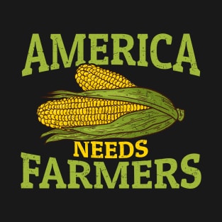 America Needs Farmers - Bold Green Yellow T-Shirt