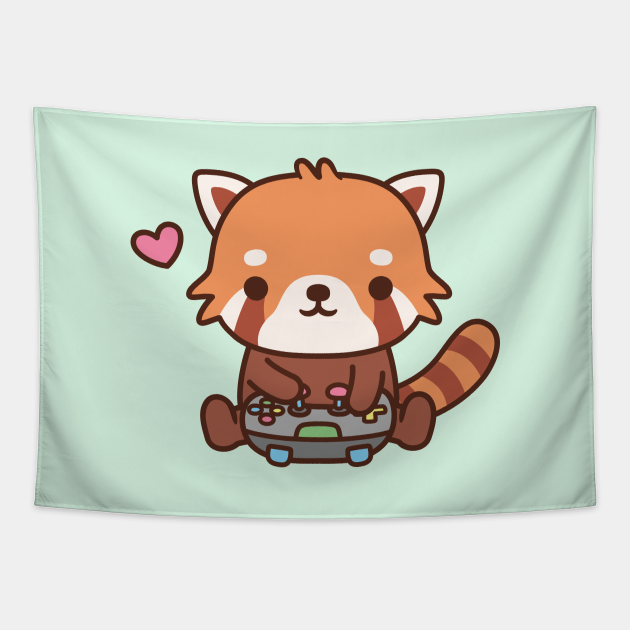 Cute Gamer Red Panda Playing Video Games - Red Panda - Tapestry | TeePublic Cute Gamer Red Panda Playing Video Games - Red Panda - Tapestry | TeePublic