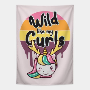 Wilds Like My Curls Toddler Cute Unicorn Curly Haired Tapestry