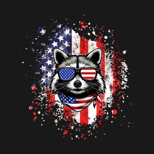 Raccoon USA Flag T-Shirt