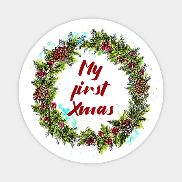 My first Xmas Wreath Magnet by rachelsfinelines