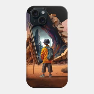 Wonderment a Time Travel Odyssey: A Journey to a Dystopian Future on a Dark Background Phone Case