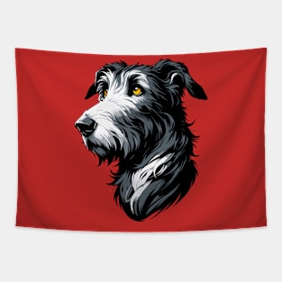 Stunning and Cool Irish Wolfhound Monochrome and Gold Portrait for Father's Day Tapestry