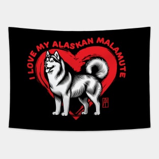 I Love My Alaskan Malamute - I Love my dog - Devoted dog Tapestry