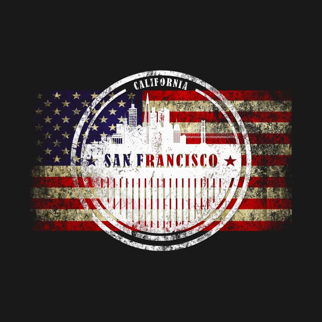 American Flag San Francisco Skyline by DimDom