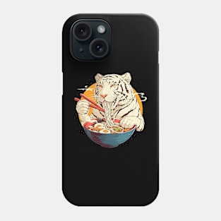 white tiger eating noodles Phone Case