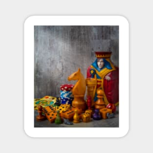 The Queen And Knight With Game Pieces Color Magnet
