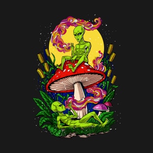 Psychedelic Magic Mushroom Aliens T-Shirt