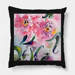 Pink Flowers Modern Abstract Organic Floral Art Pillow