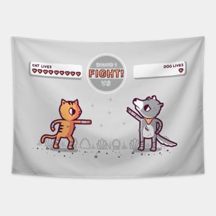 cat dog fight Tapestry