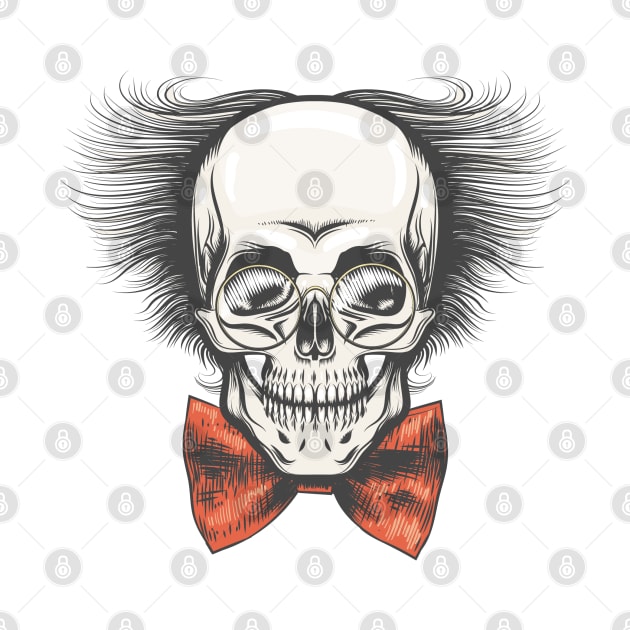 Human Skull in Professor glasses and Red bow tie by devaleta