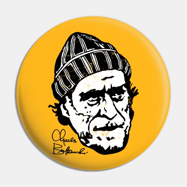 Charles Bukowski Signature Portrait Pin by CultureClashClothing