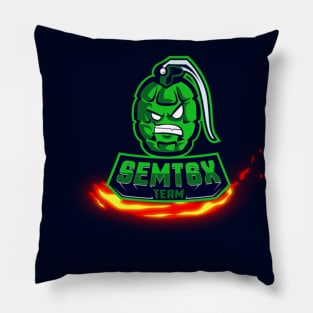 Semt6x logo with flame navy Pillow