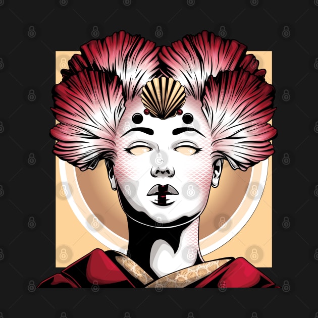 Coral Geisha Mermaid by redappletees