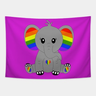 Cute elephant with rainbow colors Tapestry