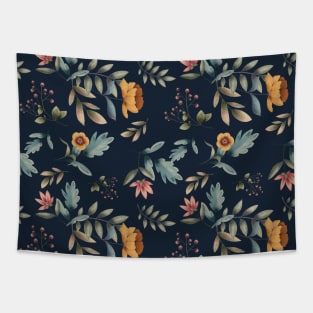 Wild Animal Leaves Flower Pattern Tapestry