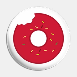 Red donut with bite and sprinkles Pin