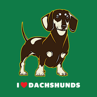 I Love Dachshunds Dog Art T-Shirt