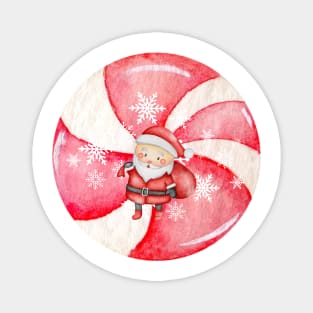 Peppermint Santa Magnet