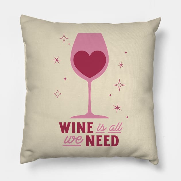 Wine Lover I Love Wine Heart Pillow by Tip Top Tee's