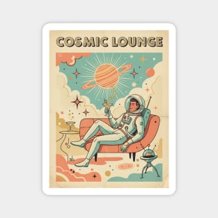 Cosmic Lounge – Retro-Futuristic Astronaut Martini in Mid-Century Style Magnet