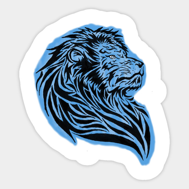 Abstract Blue Lion Head Sticker Teepublic