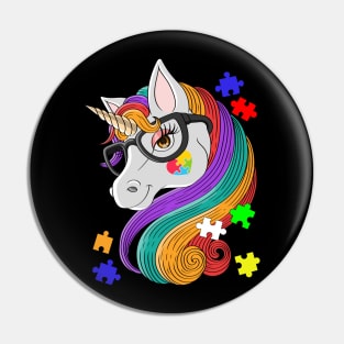 Beautiful Unicorn Glasses Autism Proud Pin