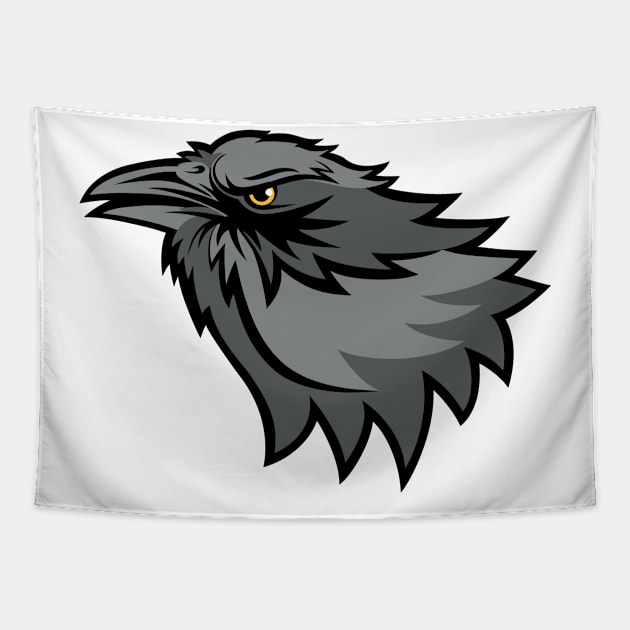 Fiery Raven Mascot Tapestry by SWON Design