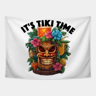 It's Tiki Time Design, with Black Lettering Tapestry