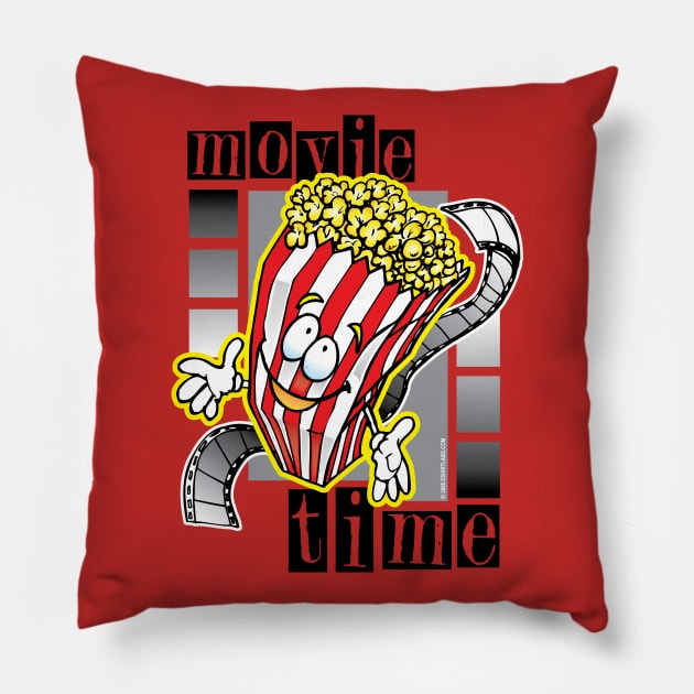 Movie Time Happy Popcorn Bag Cartoon Pillow by eShirtLabs