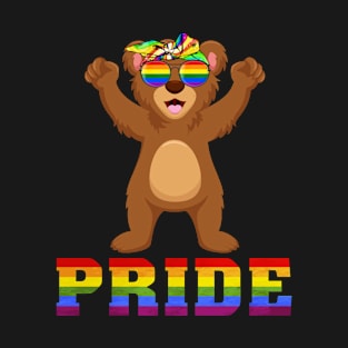 Bear Gay Pride Flag Sunglasses LGBT Animals Lover T-Shirt