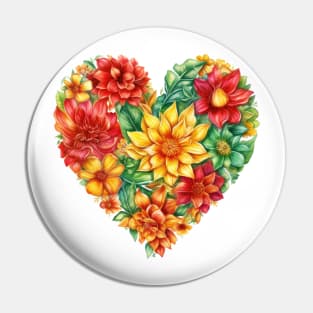 Watercolor Juneteenth Flower Heart Pin