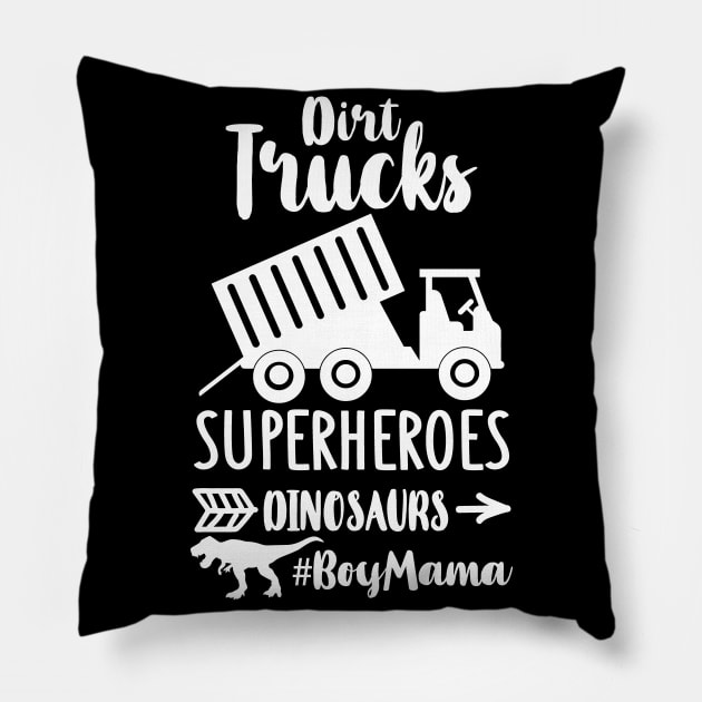 Dirt Turcks Super Heroes Dinosaurs Boy Mama Pillow by DANPUBLIC