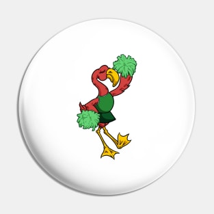 Cartoon Cheerleader Flamingo Pin