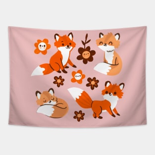 Foxes and flowers Tapestry