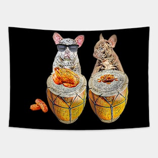 bulldog food music party Tapestry