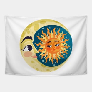 Sun Moon Stars Hand Drawn Tapestry