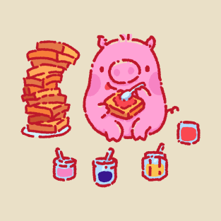 Little pig eating toast with jam T-Shirt