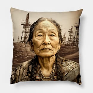 Osage Nation: Indigenous Oklahoma Osage Woman on a Dark Background Pillow