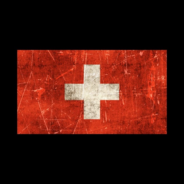 Vintage Aged and Scratched Swiss Flag by jeffbartels