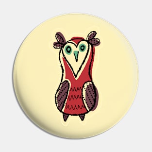 Tall and Red Simple Owl Illustration Pin