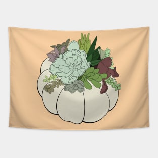 White Succulent Pumpkin Tapestry